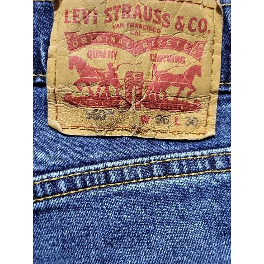 Levis 550 Jeans Men's Blue Relaxed Fit Straight Leg Denim Medium Wash Size 36x30